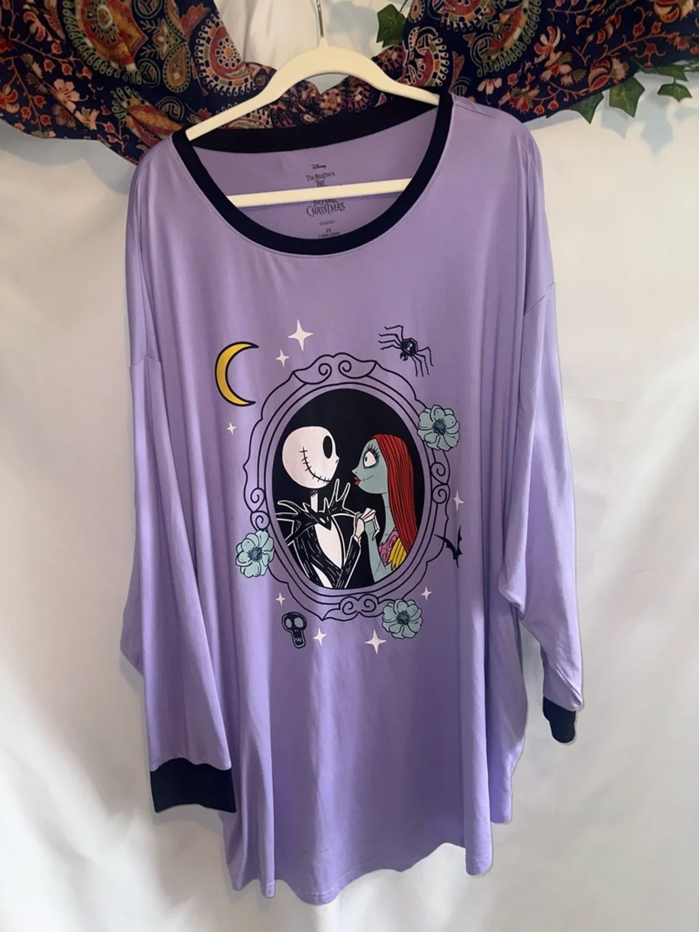 Disney The Nightmare Before Christmas Purple Graphic Sleep Top - Picture 1 of 6